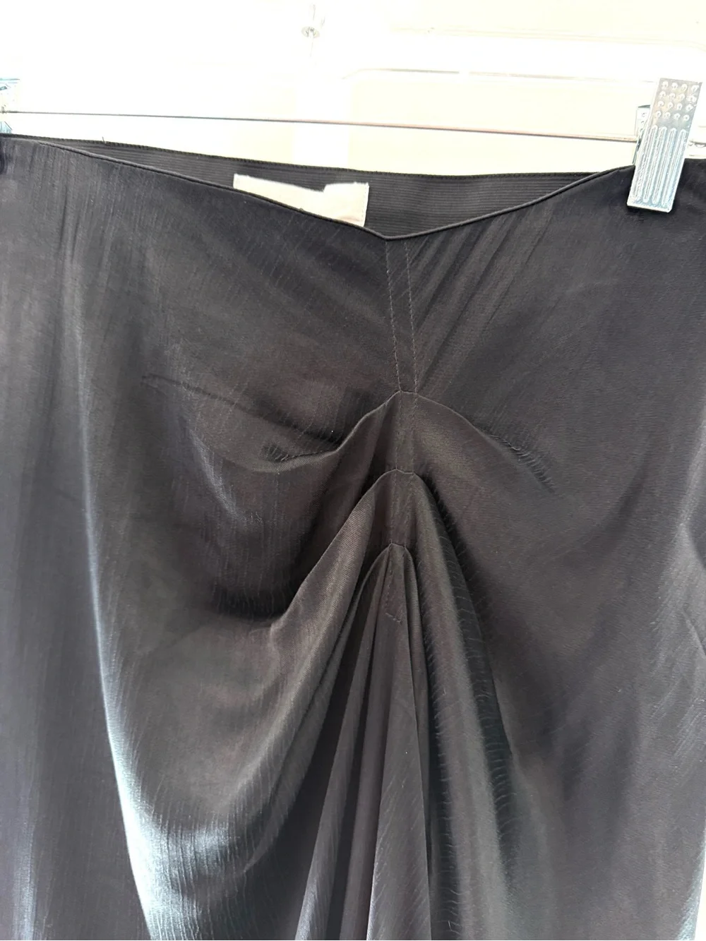 ba&sh Black Nelly Midi Skirt Satin Twist Front Draped Bias Cut Designer Size L